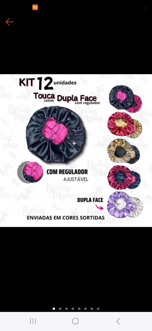 Kit 12 unidades toca cetim dupla face com regulador bem grande