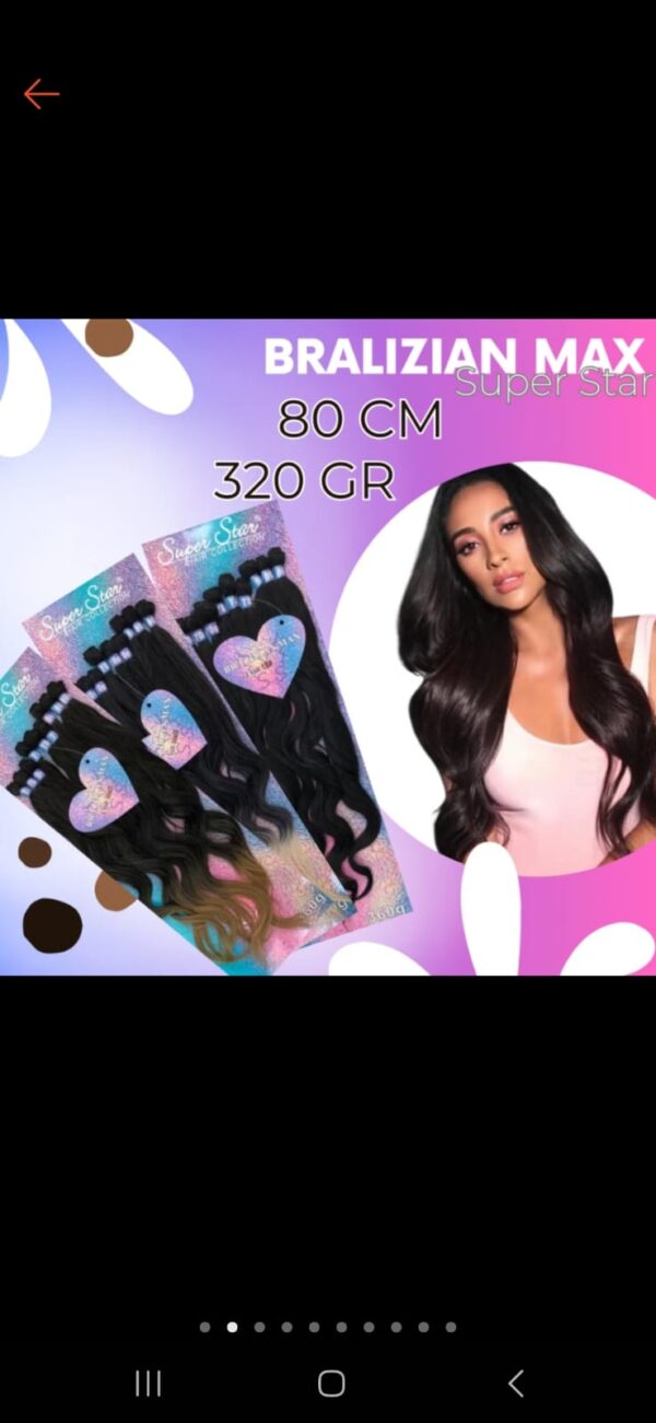 cabelo liso ondulado orgânico Brazilian Max 70/75/80cm 360g