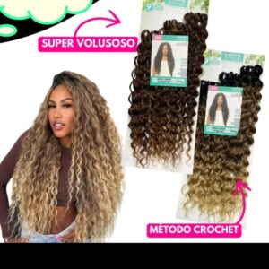 cabelo cacheado organico beleza crochet sleek 75cm 320g