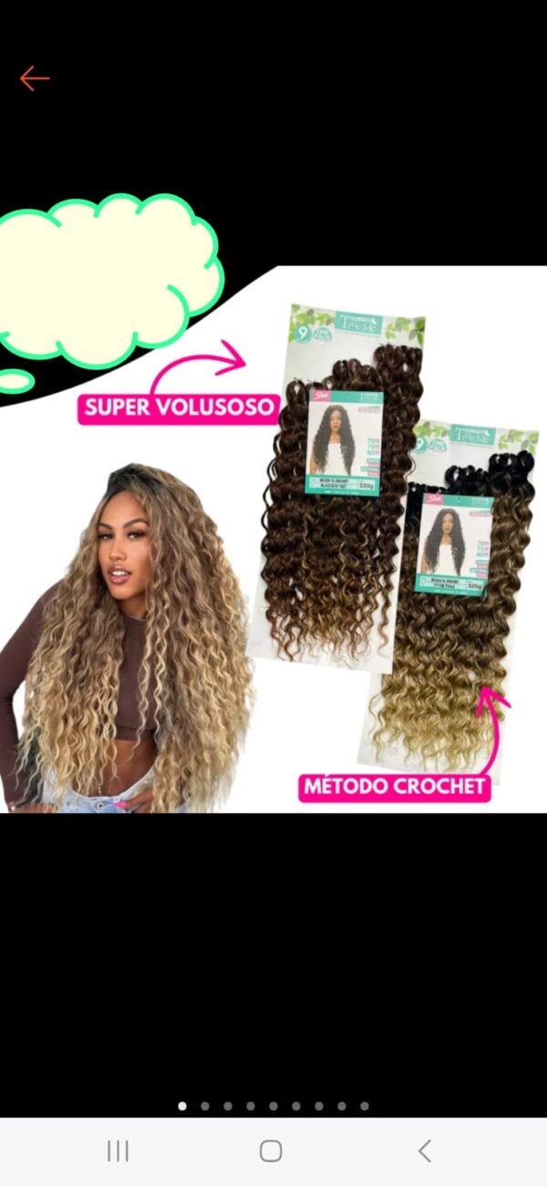 cabelo cacheado organico beleza crochet sleek 75cm 320g